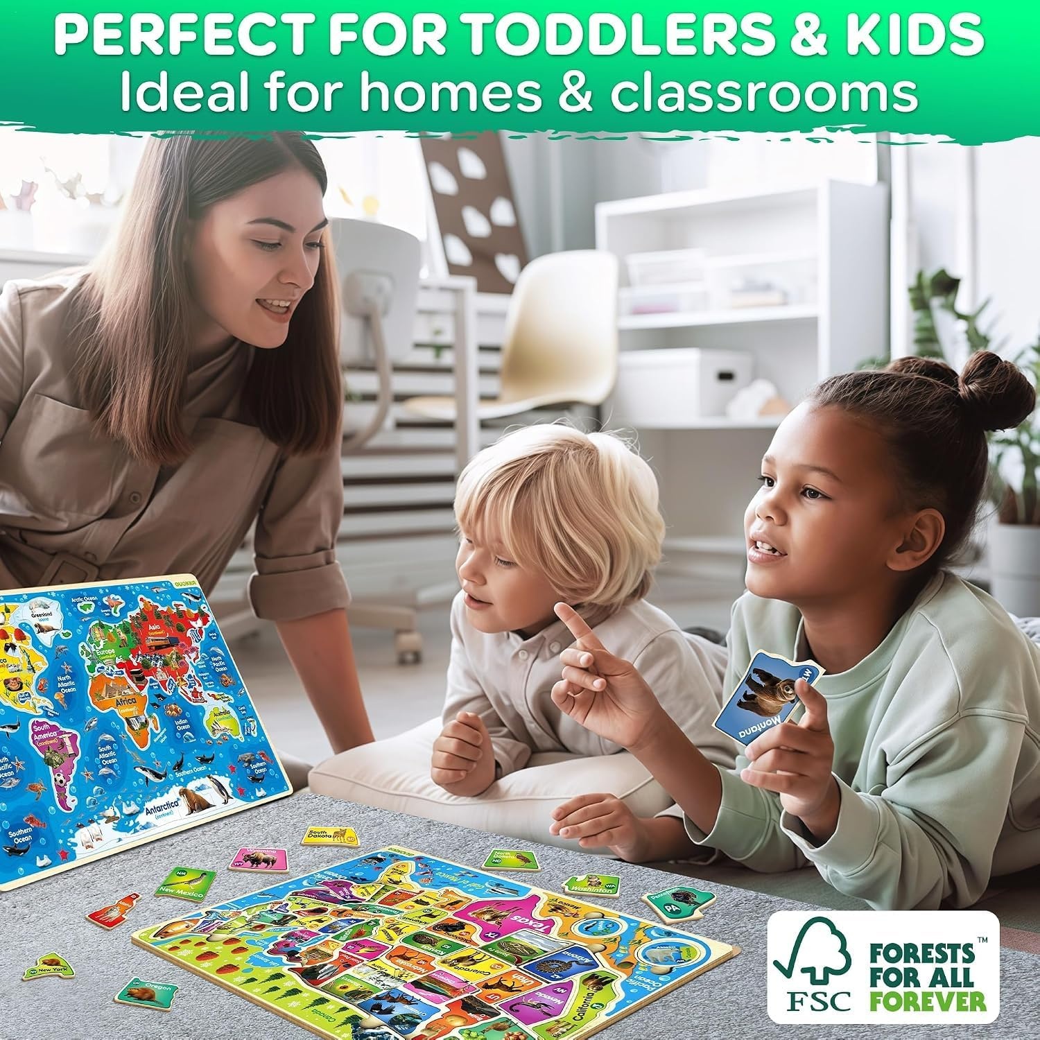 US Map Puzzles for Kids Ages 4-6 – Magnetic Toddler Puzzles Ages 3-5